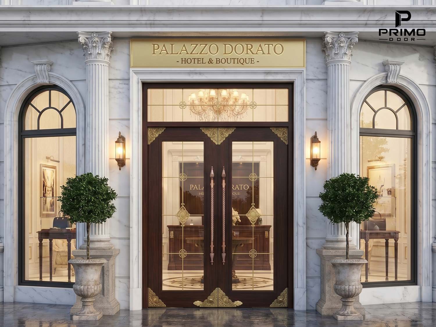 Thiết kế Cửa Kính Thủy Lực Nan Đồng PRIMO DOOR