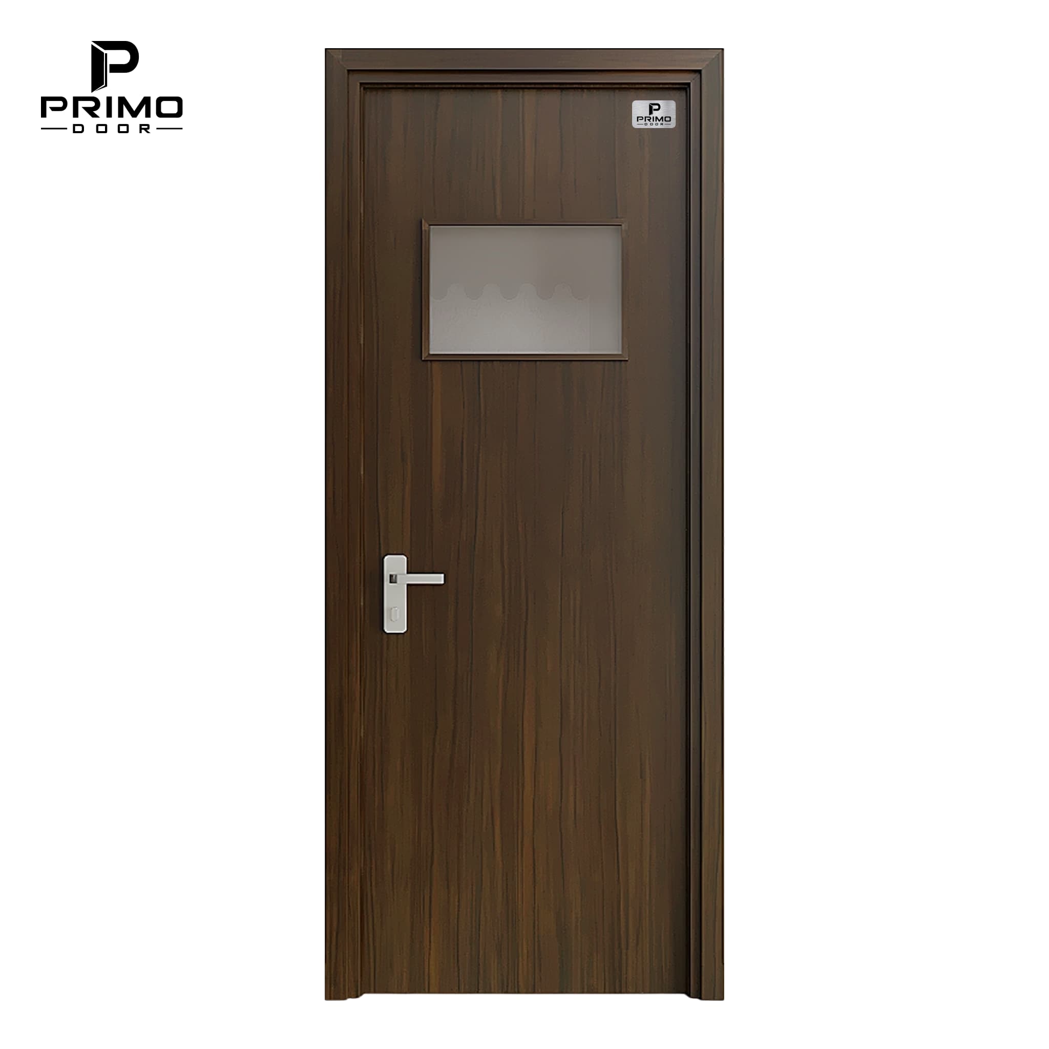Mẫu cửa Composite ô kính PA06 Óc Chó Nâu Trầm PRIMO DOOR