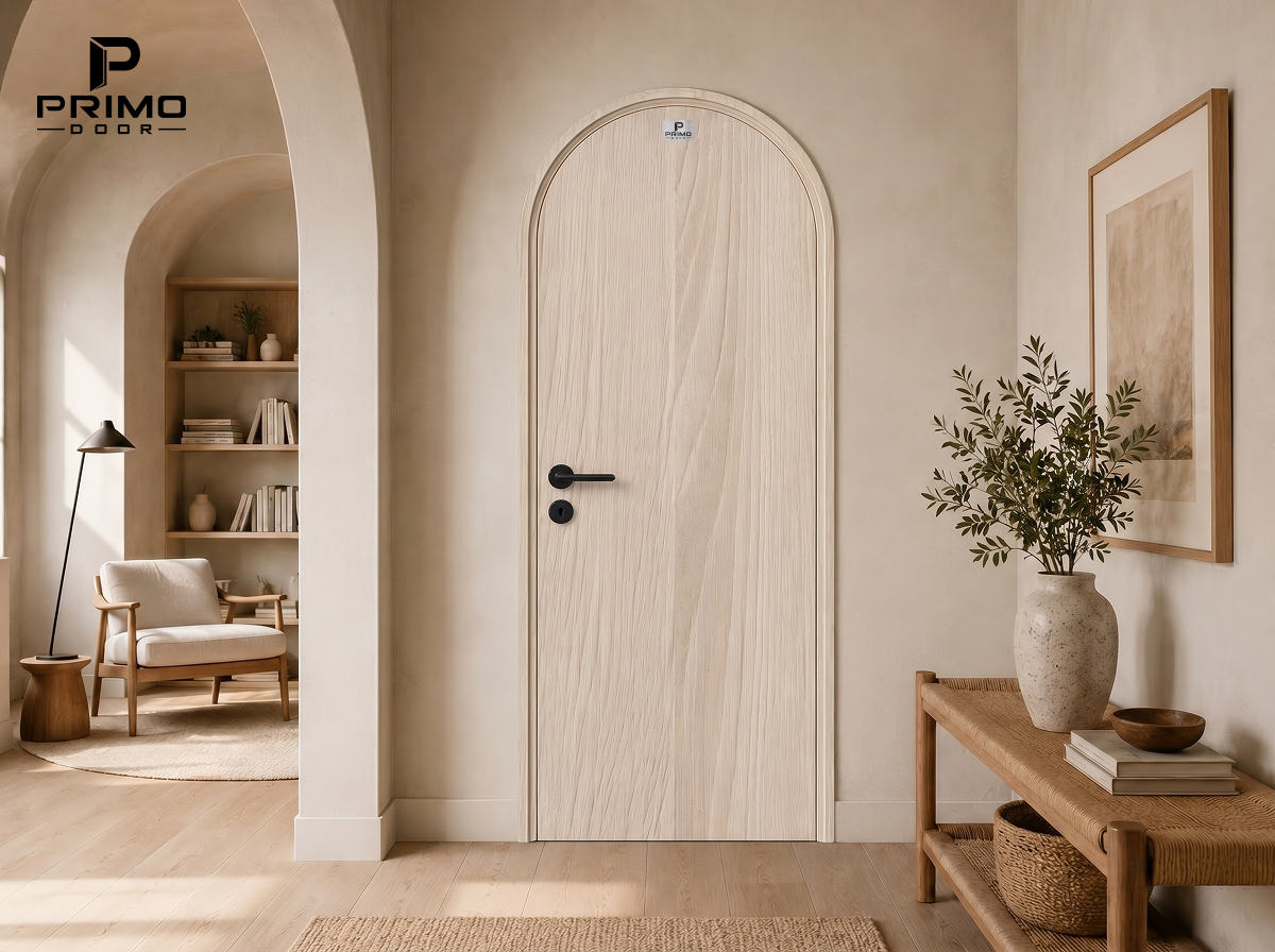 khoét lỗ khóa điện tử cửa composite tại xưởng PRIMO DOOR